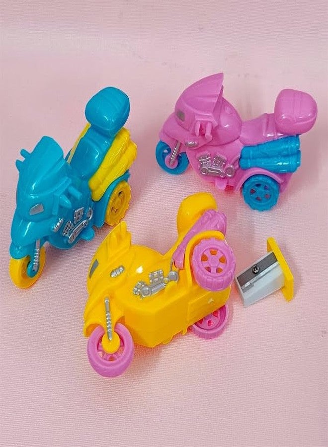 AMANVANI Pencil Sharpener for Students (4 pcs) Girls & Boys, Bike Shape Pencil Sharpener for School Kids | Bike Style Pencil Sharpener, Diwali, Birthday Return Gifts Stationery Sharpener for Boys - Image 1